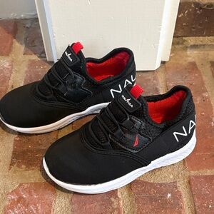 Nautica Kids Black Sneakers with Red Highlights Size 9